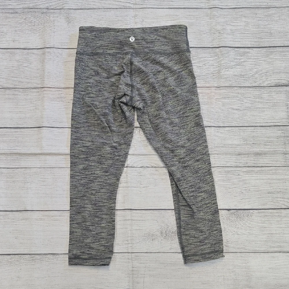 EUC 💎 Lululemon Wunder Under Crop Leggings 4 Green Space Dye Mid Rise SIZE 4 - Picture 4 of 8